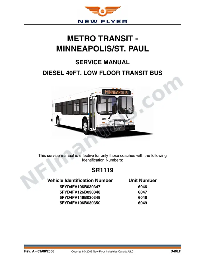 SR1119 Service Manual, Metro Transit - Minneapolis/St. Paul first-page preview