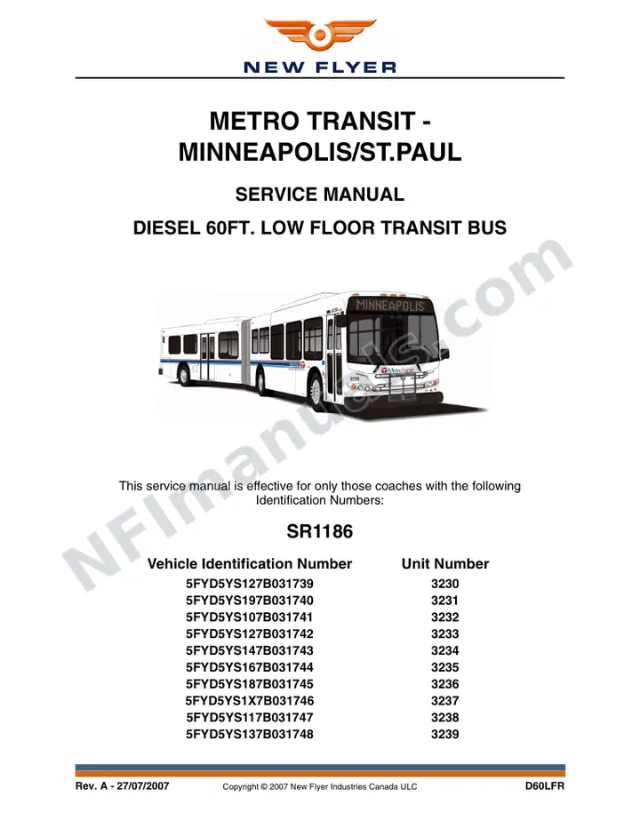 SR1186 Service Manual, Metro Transit - Minneapolis/St. Paul first-page preview