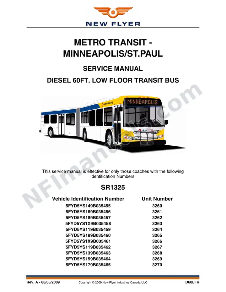 SR1325 Service Manual, Metro Transit - Minneapolis/St. Paul first-page preview
