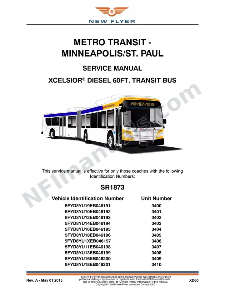 SR1873 Service Manual, Metro Transit - Minneapolis/St. Paul first-page preview