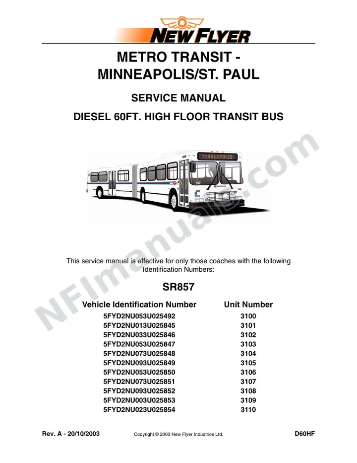 SR857 Service Manual, Metro Transit - Minneapolis/St. Paul first-page preview