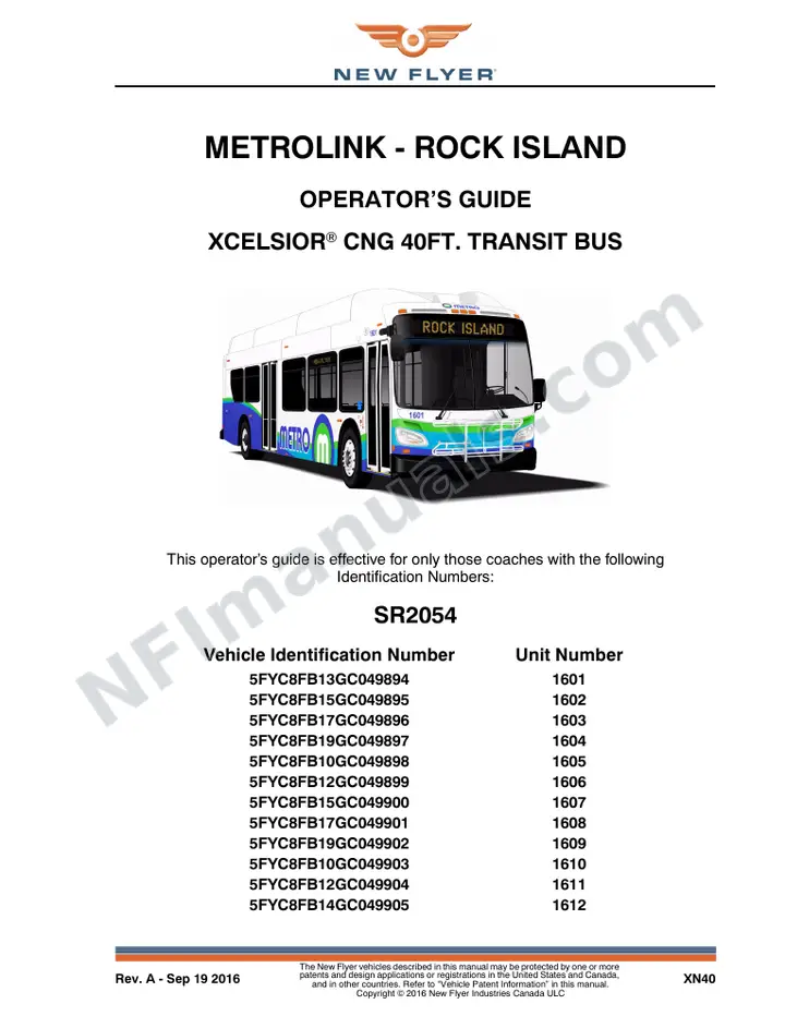 New Flyer XN40 Manual Package - Metrolink - Rock Island included manual preview