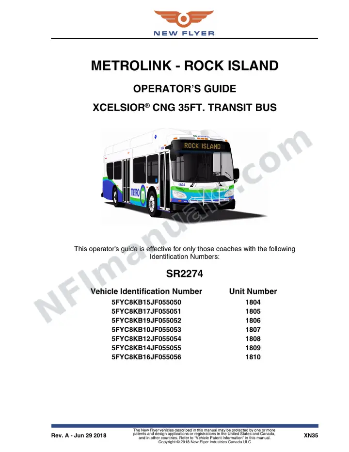 New Flyer XN35 Manual Package - Metrolink - Rock Island included manual preview
