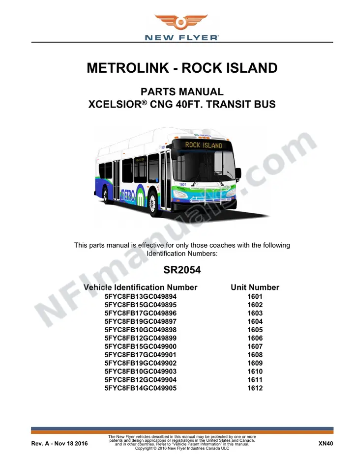 SR2054 Parts Manual, Metrolink - Rock Island first-page preview