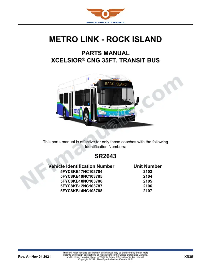 SR2643 Parts Manual, Metro Link - Rock Island first-page preview