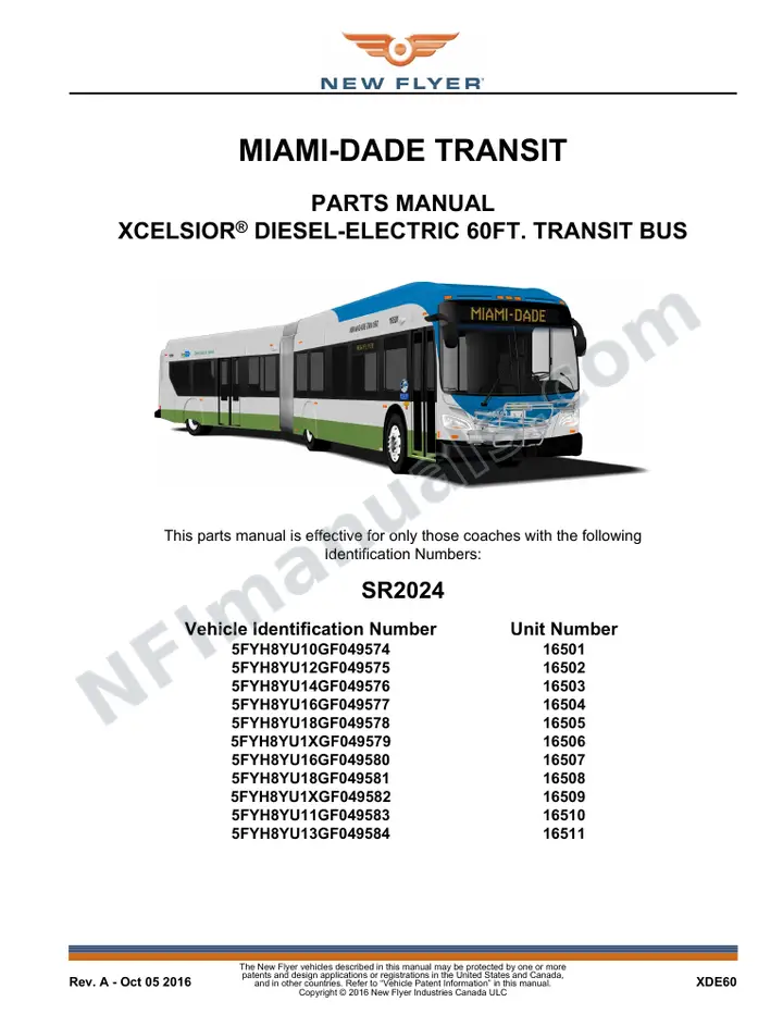 SR2024 Parts Manual, Miami-Dade Transit first-page preview