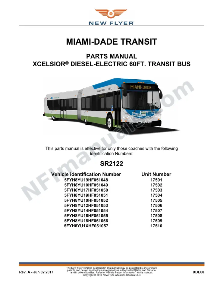 SR2122 Parts Manual, Miami-Dade Transit first-page preview