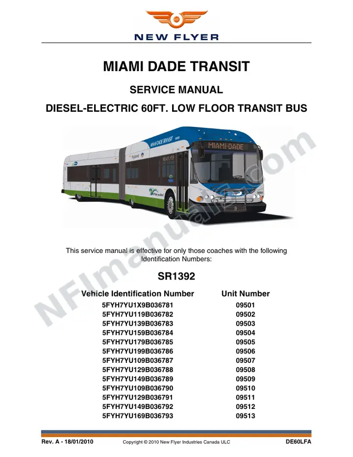 SR1392 Service Manual, Miami Dade Transit first-page preview