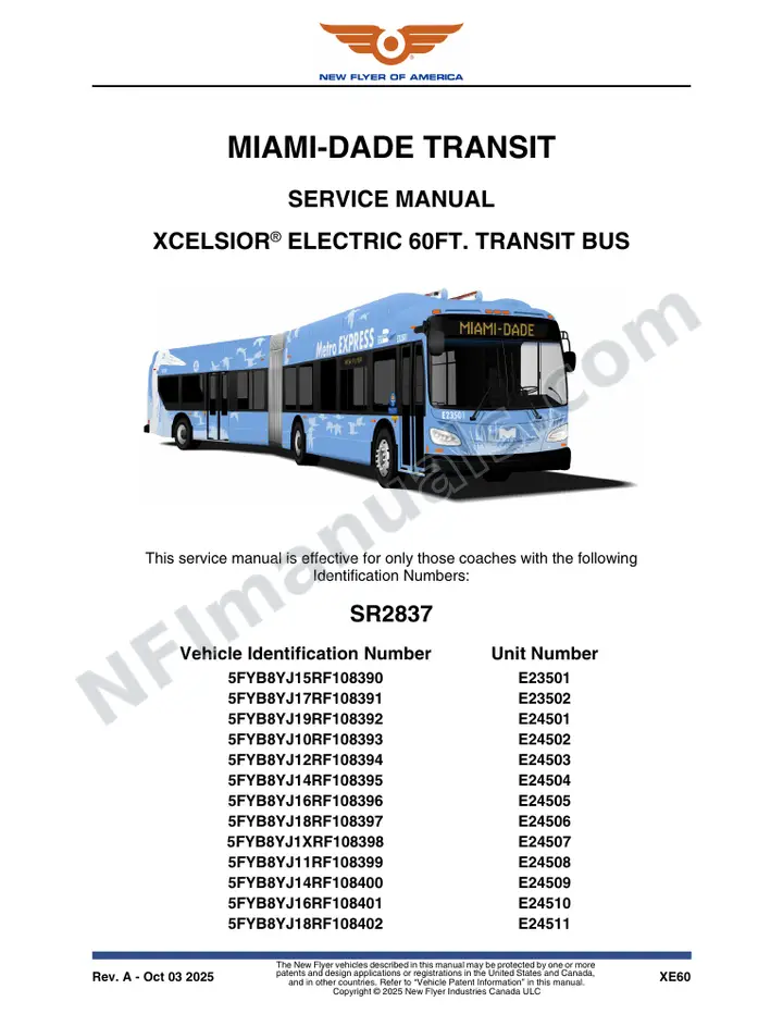 SR2837 Service Manual, Miami-Dade Transit first-page preview