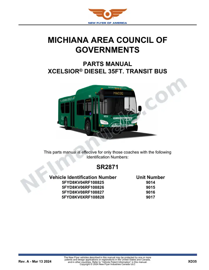 SR2871 Parts Manual, Michiana Area Council of Governments first-page preview