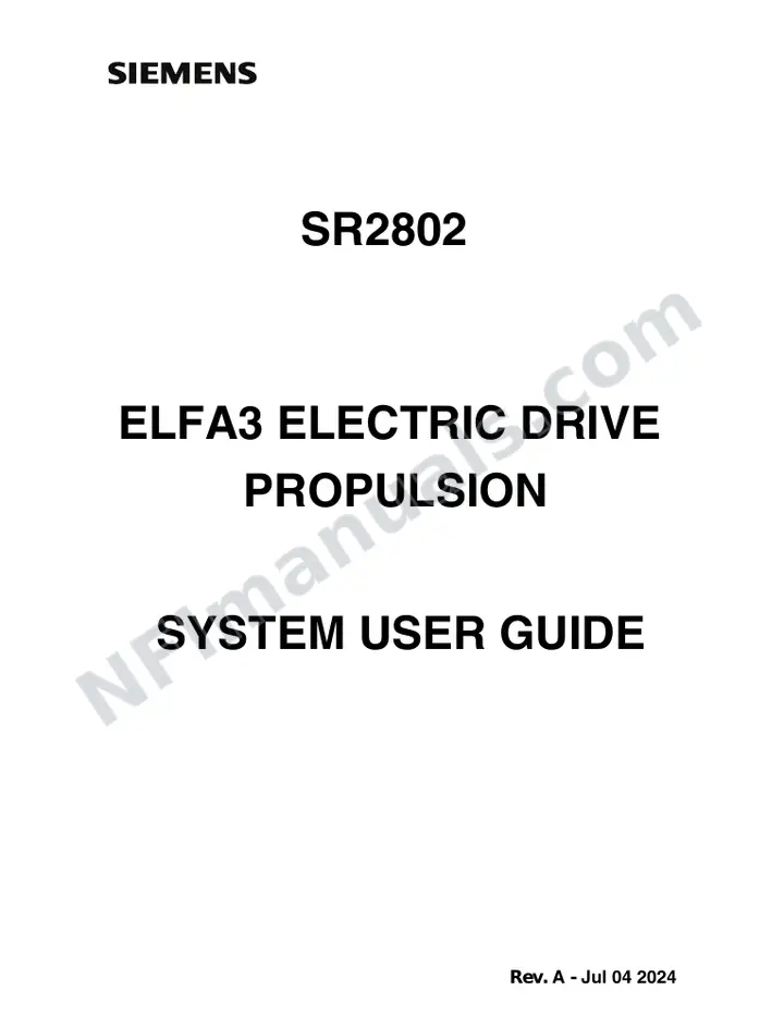 Siemens ELFA3 Electric Drive Propulsion System User Guide SR2802 first-page preview