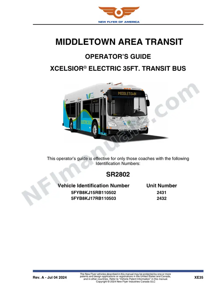 New Flyer XE35 Manual Package - Middletown Area Transit included manual preview