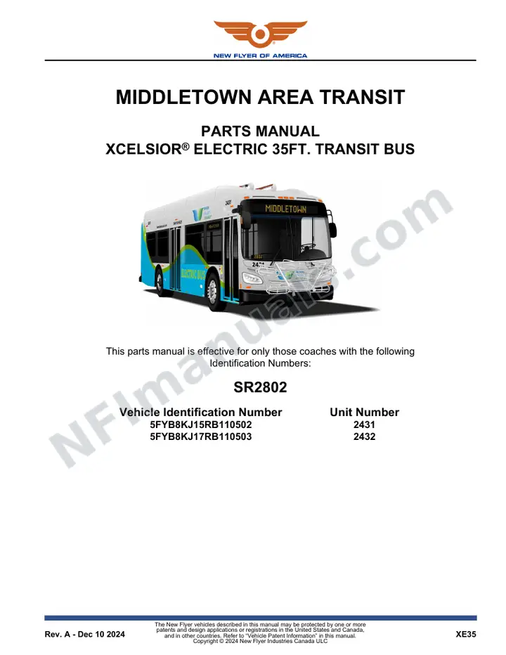 SR2802 Parts Manual, Middletown Area Transit first-page preview