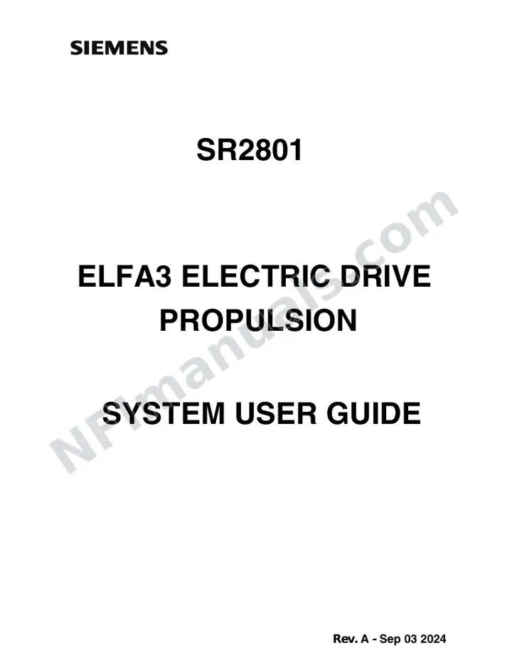 Siemens ELFA3 Electric Drive Propulsion System User Guide SR2801 first-page preview