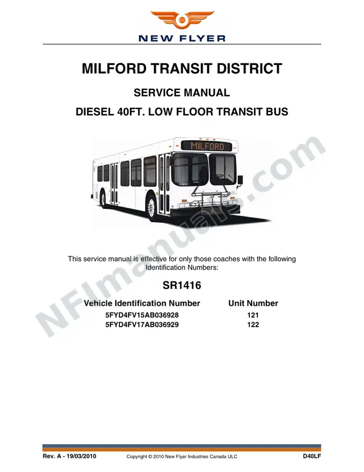 SR1416 Service Manual, Milford Transit District first-page preview