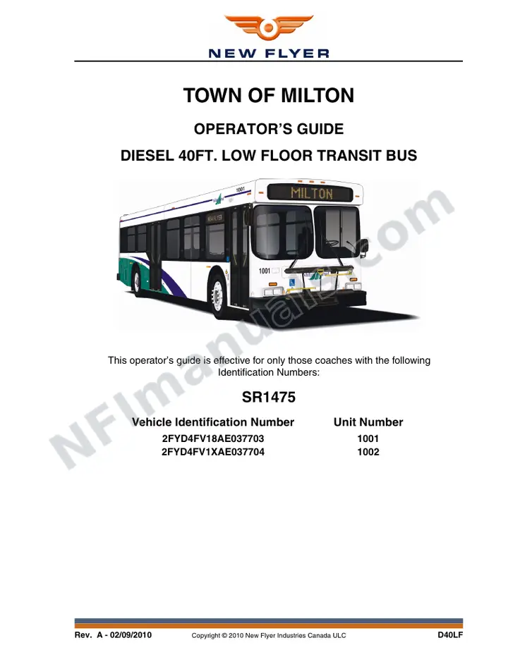 SR1475 Operator's Guide, Town of Milton first-page preview