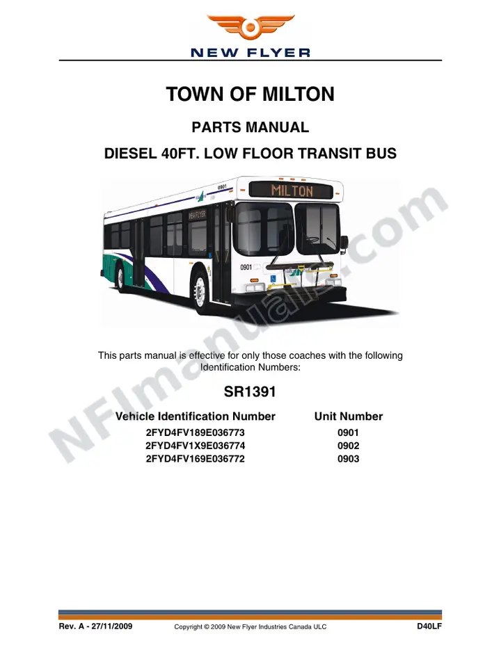 SR1391 Parts Manual, Town of Milton first-page preview