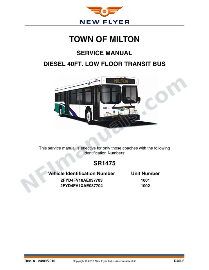 SR1475 Service Manual, Town of Milton first-page preview
