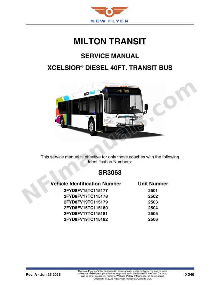 SR3063 Service Manual, Milton Transit first-page preview