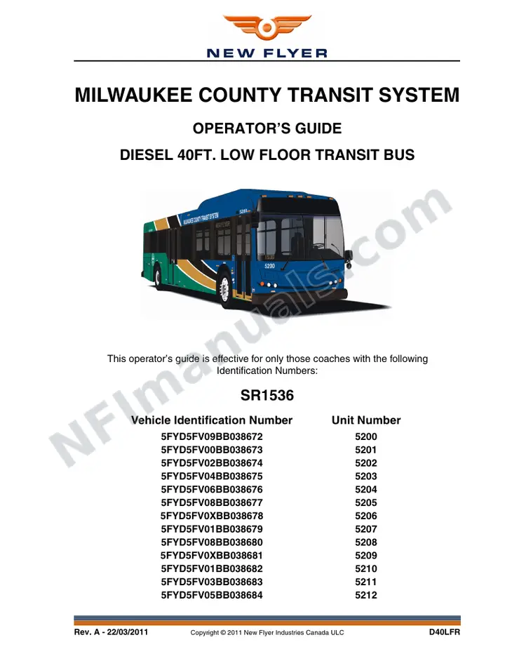 SR1536 Operator's Guide, Milwaukee County Transit System first-page preview