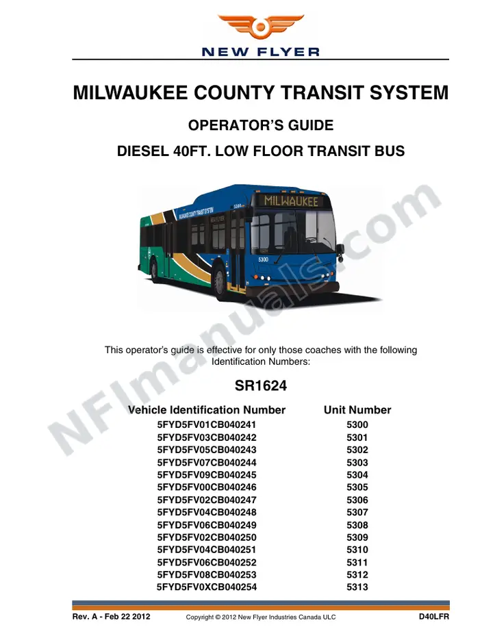 SR1624 Operator's Guide, Milwaukee County Transit System first-page preview