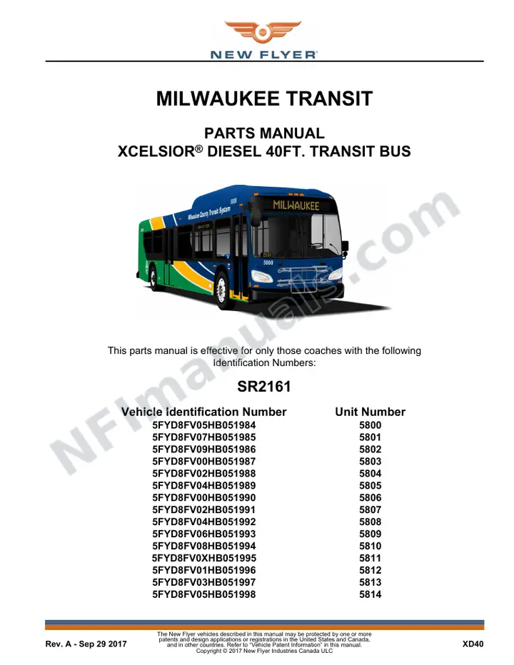 SR2161 Parts Manual, Milwaukee Transit first-page preview