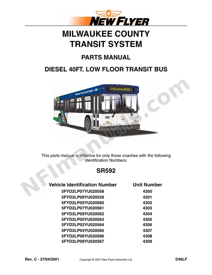 SR592/667 Parts Manual, Milwaukee County Transit System first-page preview