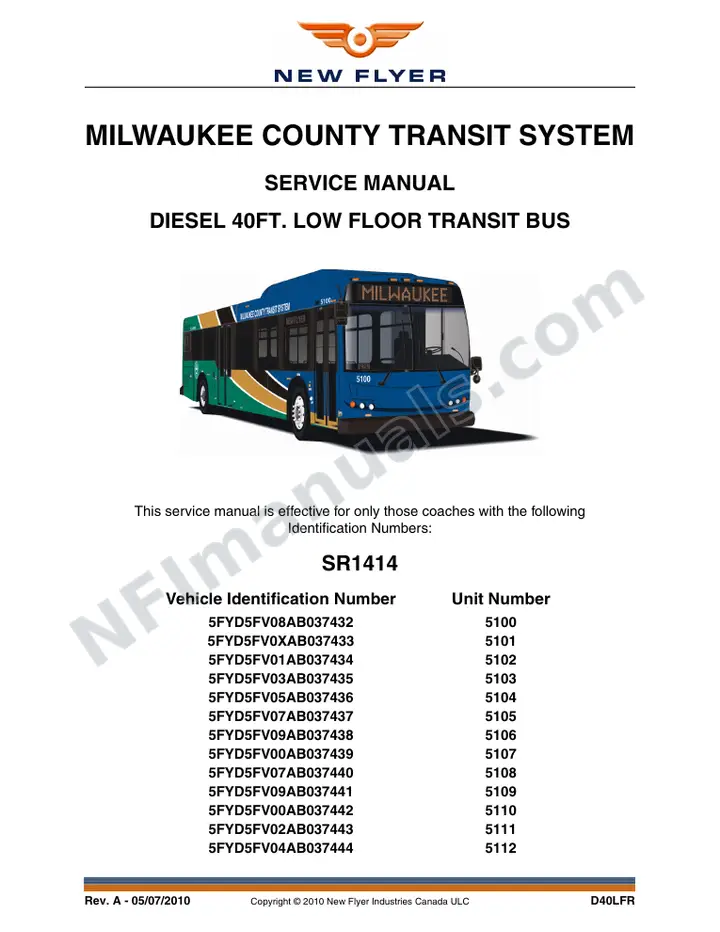 SR1414 Service Manual, Milwaukee County Transit System first-page preview
