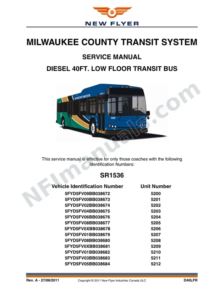SR1536 Service Manual, Milwaukee County Transit System first-page preview