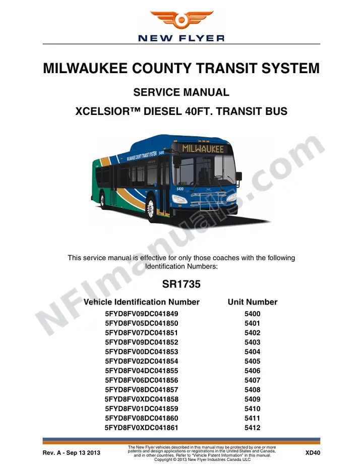 SR1735 Service Manual, Milwaukee County Transit System first-page preview