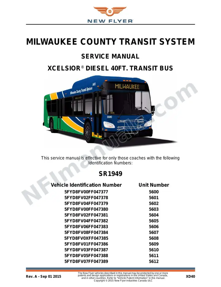 SR1949 Service Manual, Milwaukee County Transit System first-page preview