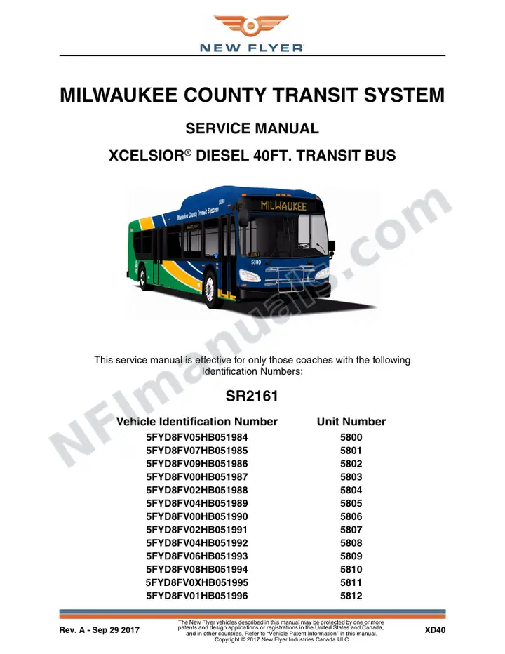 SR2161 Service Manual, Milwaukee County Transit System first-page preview