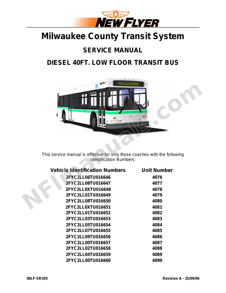 SR393 Service Manual, Milwaukee County Transit System first-page preview