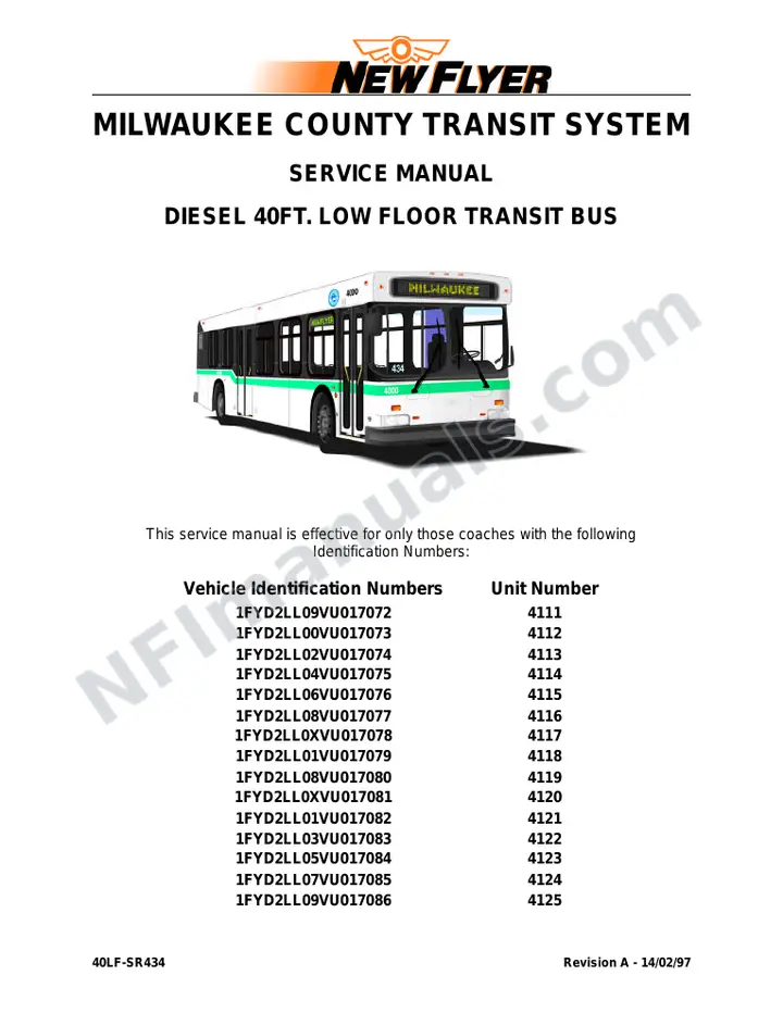 SR434 Service Manual, Milwaukee County Transit System first-page preview