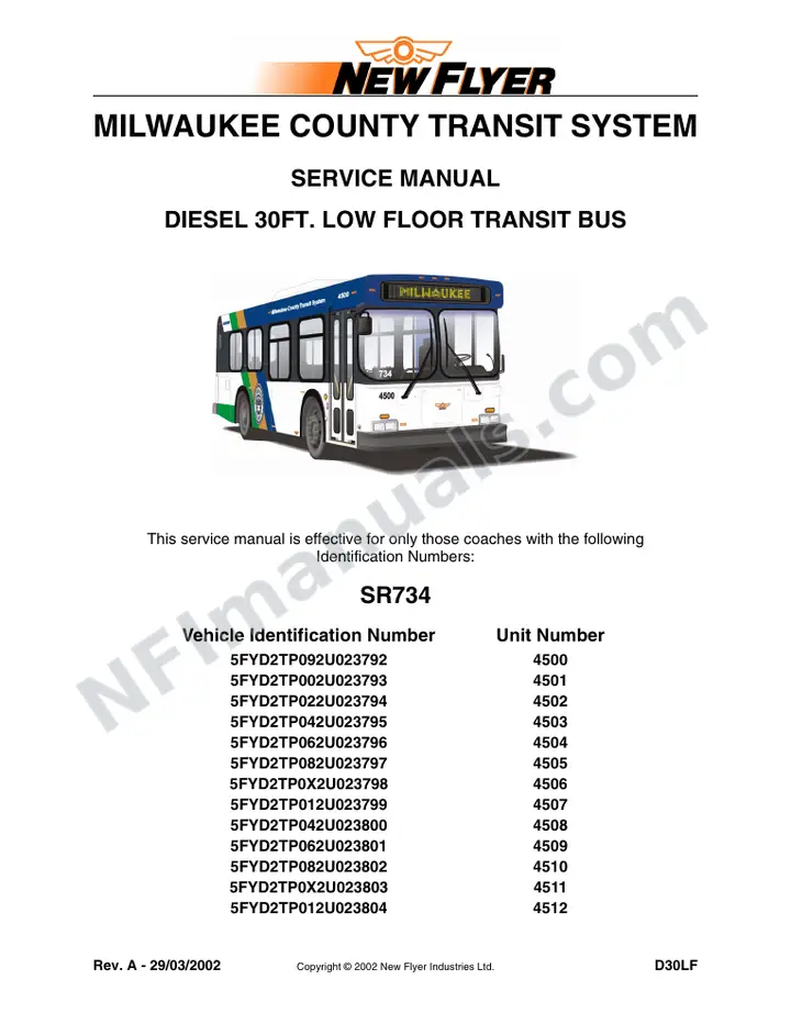 SR734 Service Manual, Milwaukee County Transit System first-page preview