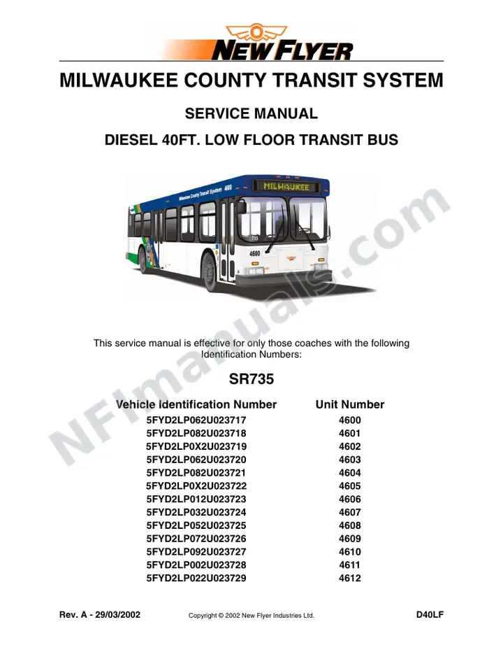 SR735 Service Manual, Milwaukee County Transit System first-page preview