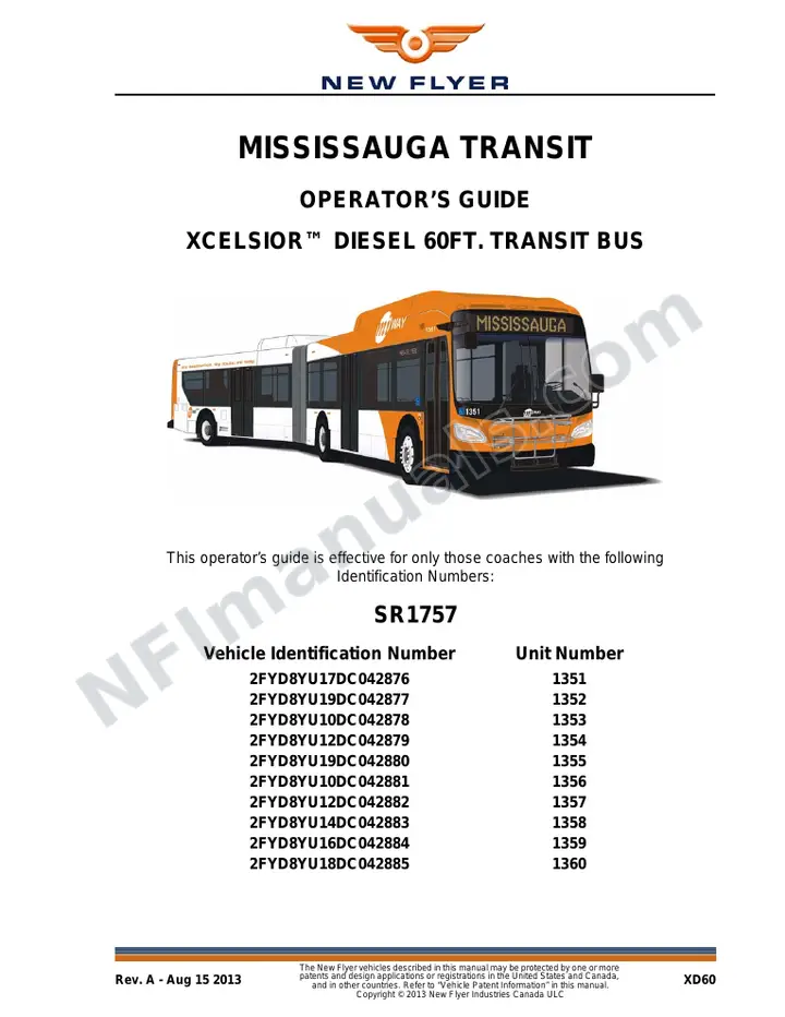 New Flyer XD60 Manual Package - Mississauga Transit included manual preview