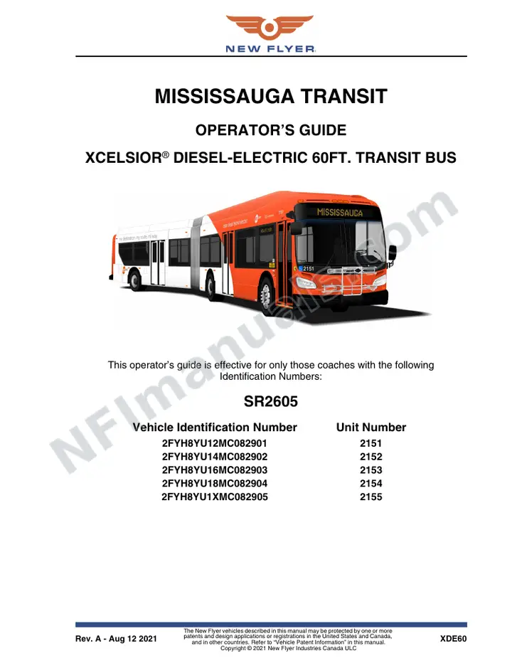 SR2605 Operator's Guide, Mississauga Transit first-page preview