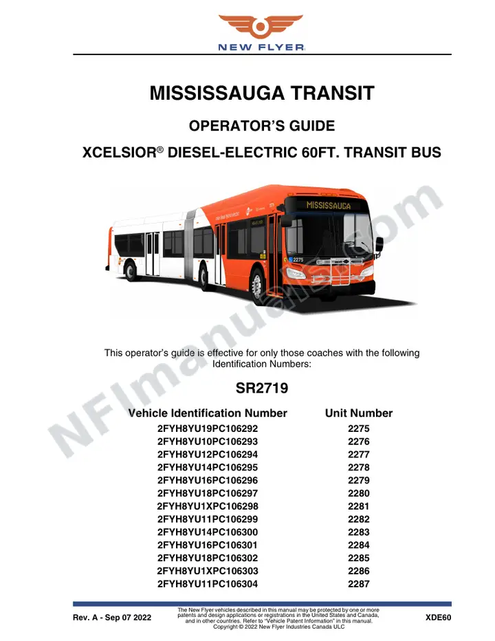 SR2719 Operator's Guide, Mississauga Transit first-page preview