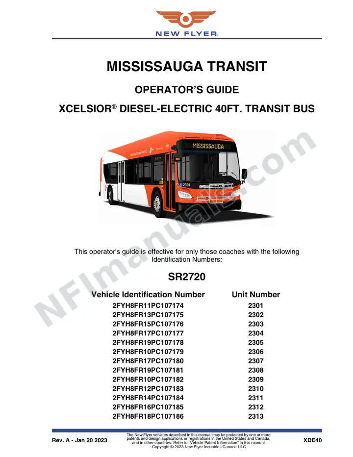 SR2720 Operator's Guide, Mississauga Transit first-page preview