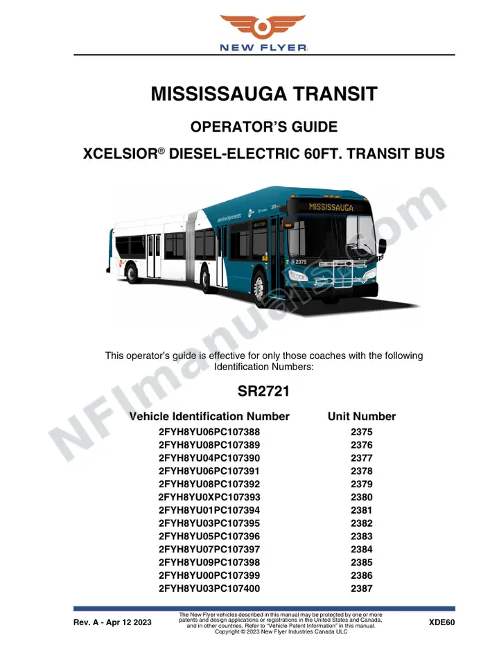 SR2721 Operator's Guide, Mississauga Transit first-page preview