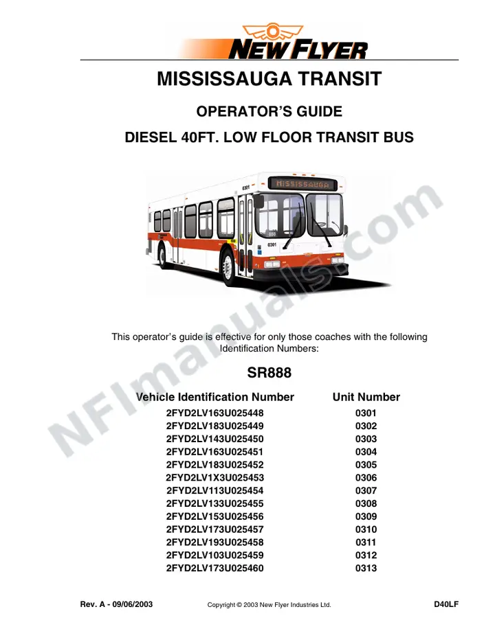 SR888 Operator's Guide, Mississauga Transit first-page preview