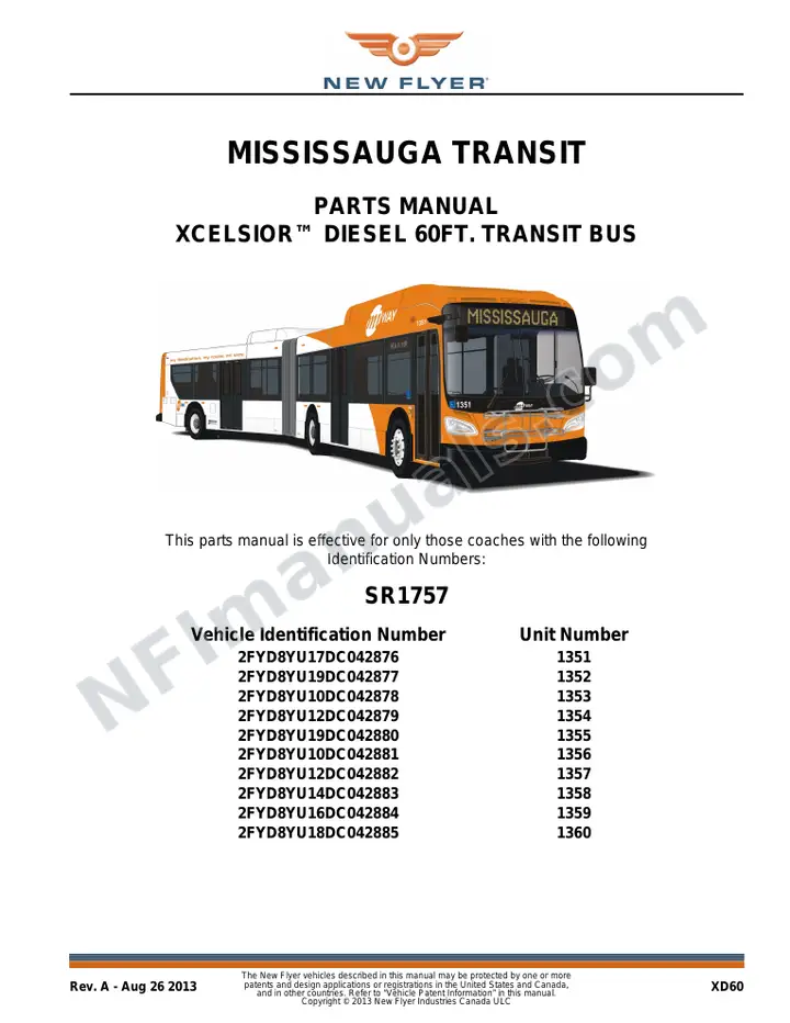 SR1757 Parts Manual, Mississauga Transit first-page preview