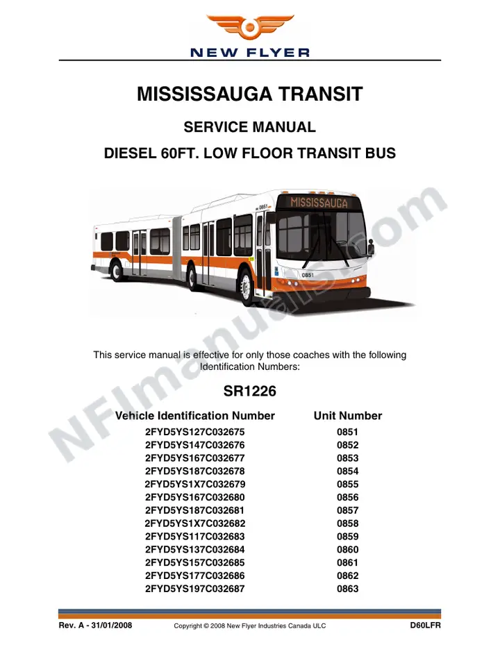 SR1226 Service Manual, Mississauga Transit first-page preview