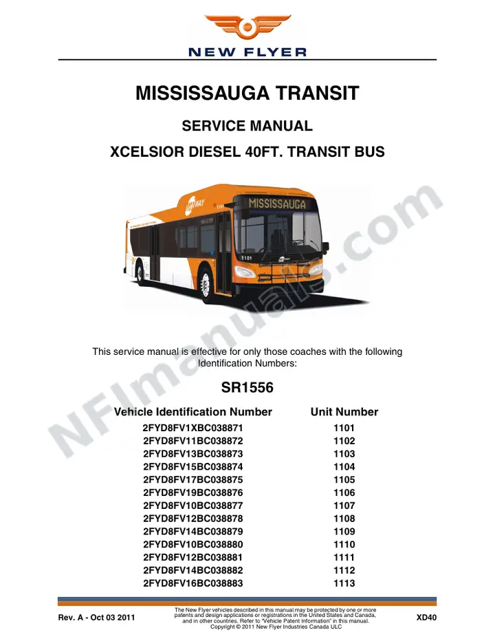 SR1556/1561 Service Manual, Mississauga Transit first-page preview