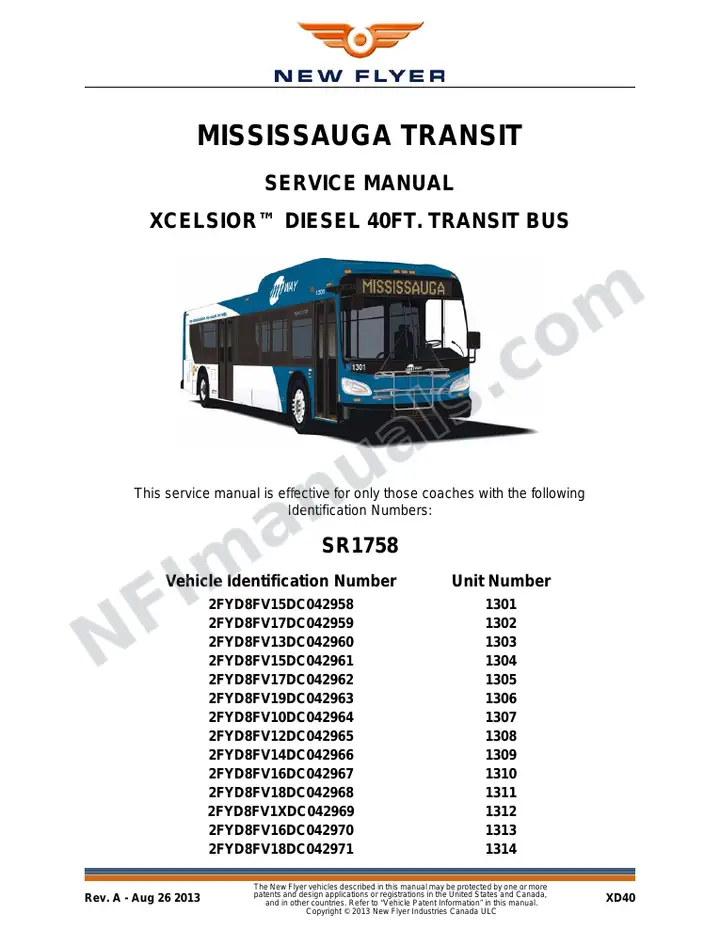 SR1758 Service Manual, Mississauga Transit first-page preview