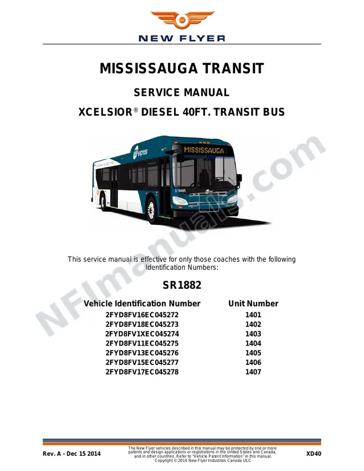 SR1882 Service Manual, Mississauga Transit first-page preview