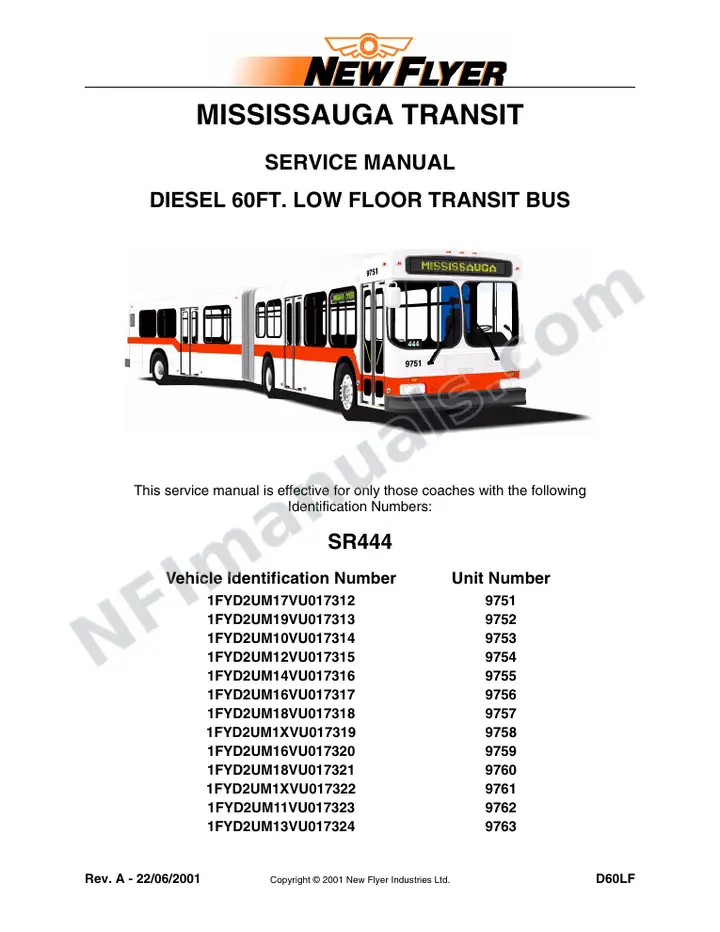 SR444 Service Manual, Mississauga Transit first-page preview