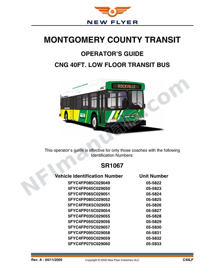 New Flyer C40LF Manual Package - Montgomery County Transit included manual preview