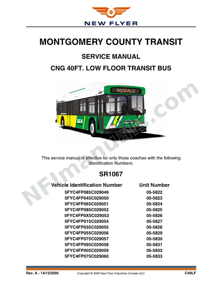 SR1067 Service Manual, Montgomery County Transit first-page preview